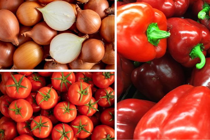 Paprika, luk, paradajz Paprika, luk, paradajz